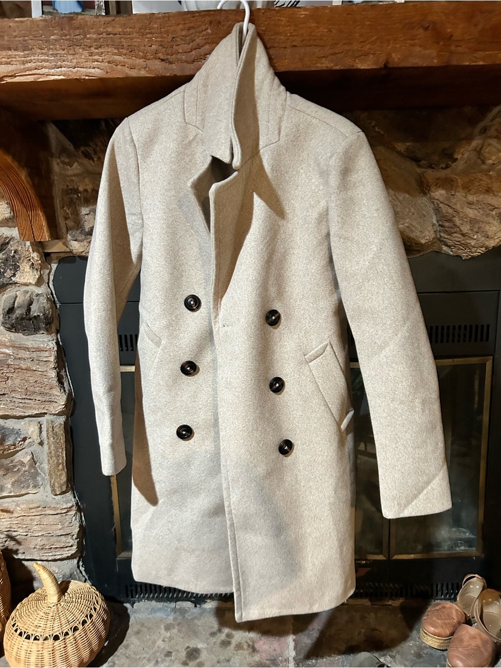 Amazon Women's Light Taupe Double-Breasted Trench Coat